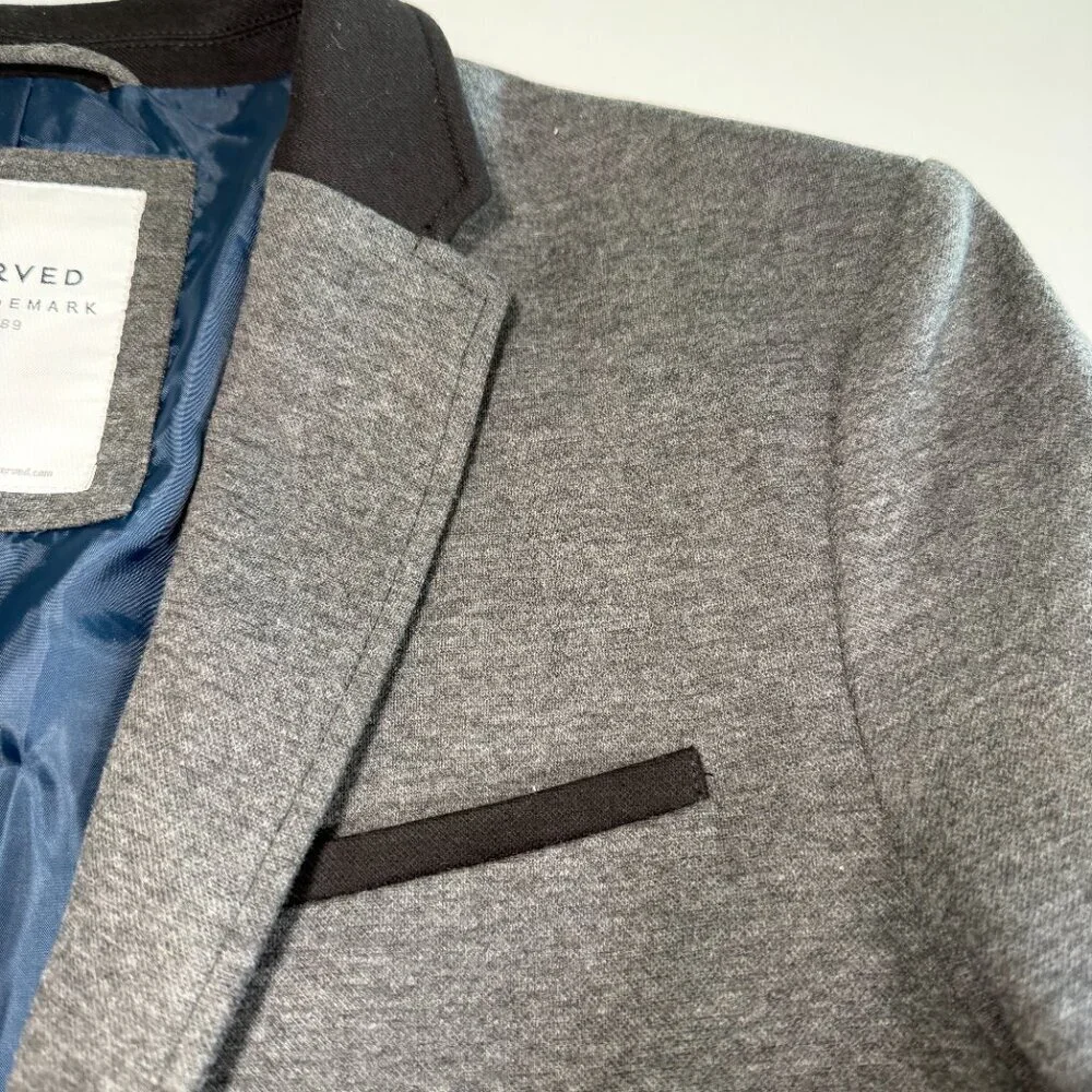 RESERVED Slim Fit Gray Jersey Knit Blazer Sport Coat Jacket Large